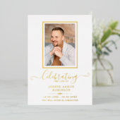 Simple Photo Memorial Order Of Service Program 箔招待状 (立ち正面)