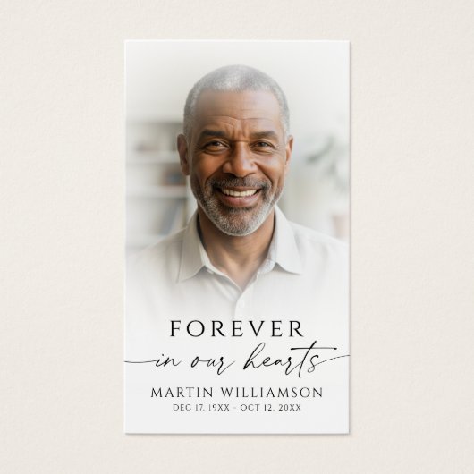 Simple Photo Memorial Sympathy Funeral Prayer Card (正面)