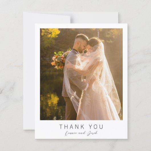 Simple Photo Modern Budget Wedding Thank You Card (正面)