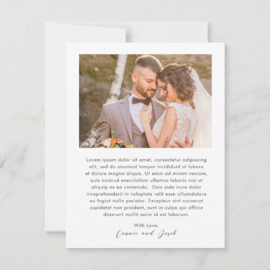 Simple Photo Modern Wedding サンキューカード (裏面)