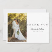 Simple Photo Modern Wedding W Note Landscape サンキューカード (正面)