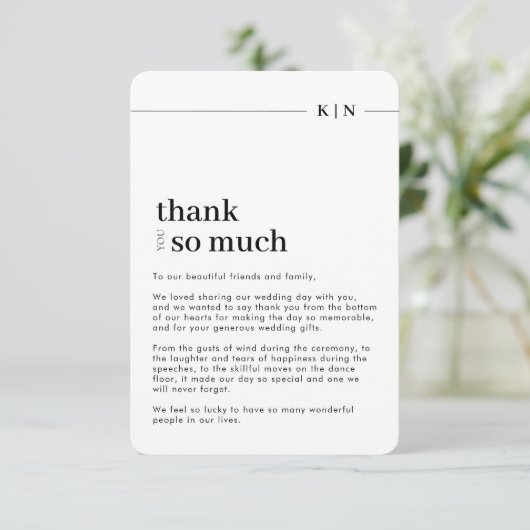 Simple Photo Monogram Rounded Wedding  サンキューカード (スタンド正面)