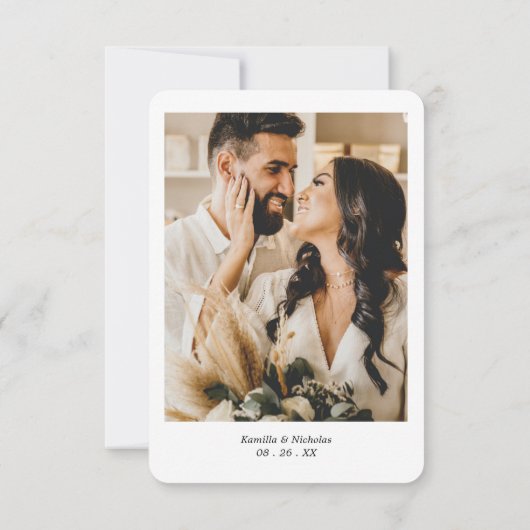 Simple Photo Monogram Rounded Wedding サンキューカード (裏面)