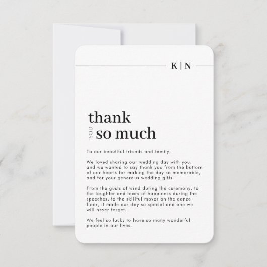 Simple Photo Monogram Rounded Wedding サンキューカード (正面)
