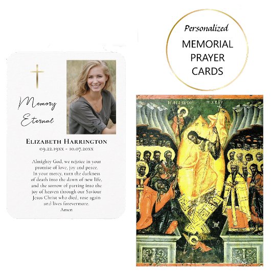 Simple Photo Orthodox Funeral Prayer Card プレイスカード