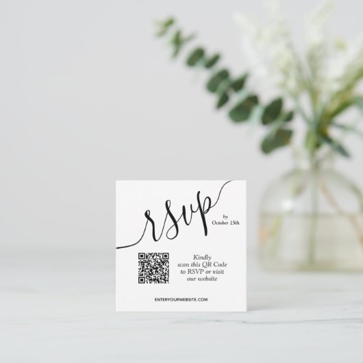 Simple Photo QR Code Wedding エンクロージャーカード (スタンド正面)