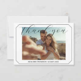 Simple Photo Wedding Thank you Card Modern Couple  招待状