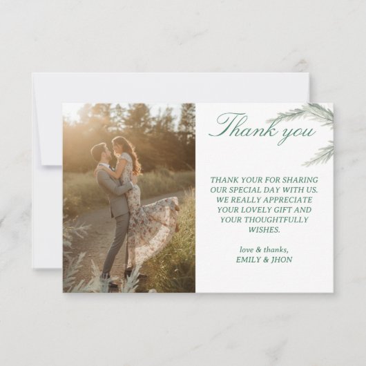Simple Photo Wedding Thank you Card Modern Couple  招待状 (正面)