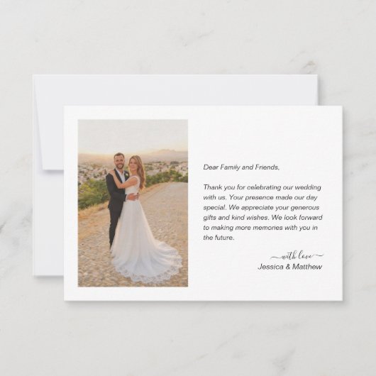 Simple Photo with Monogram Wedding サンキューカード (正面)