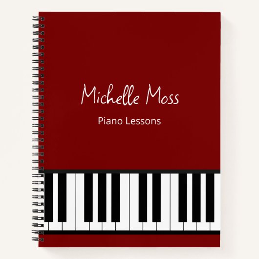 Simple Piano Music Lessons Red ノートブック (正面)