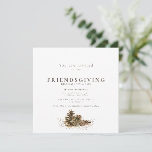 Simple Pine Cone Friendsgiving ii Invitation 招待状 (スタンド正面)