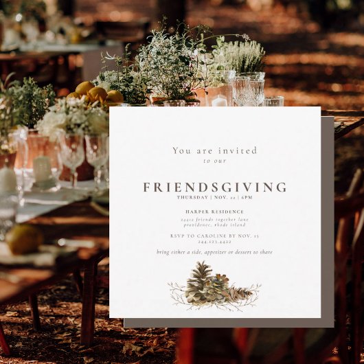 Simple Pine Cone Friendsgiving ii Invitation 招待状