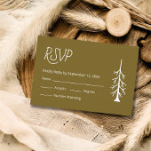 Simple Pine Tree Casual Wedding Rustic Brown  出欠カード