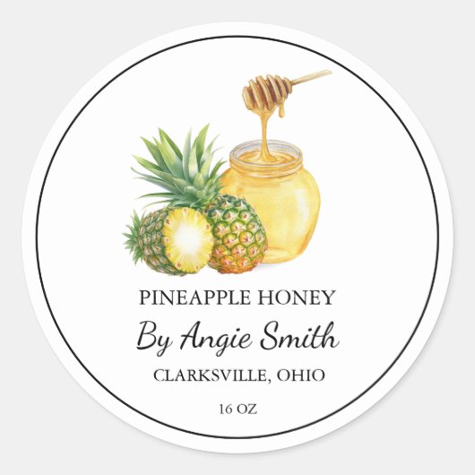 Simple Pineapple Infused Honey Label ラウンドシール (正面)