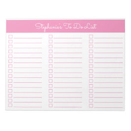 Simple Pink 8.5x11 Three Column Checklist ノートパッド