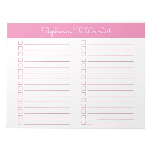 Simple Pink 8.5x11 Two Column Checklist ノートパッド (正面)