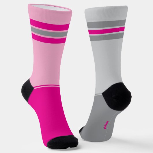 Simple Pink and Grey, Gray and Pink Mismatching ソックス (傾斜あり)