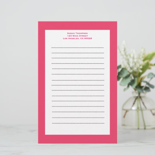 Simple pink border 便箋 (スタンド正面)