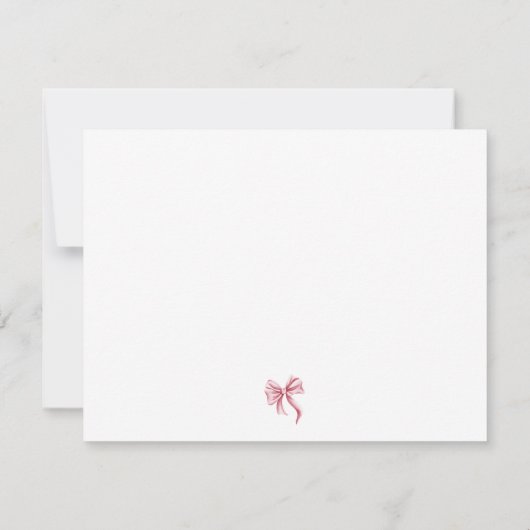 Simple Pink Bow Coquette Personalized ノートカード (裏面)