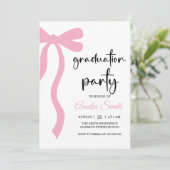 Simple Pink Bow graduation party invitation 招待状 (スタンド正面)