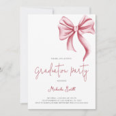 Simple Pink Bow Photo Graduation Party 招待状 (正面)