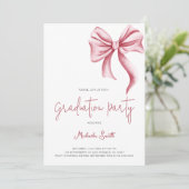 Simple Pink Bow Photo Graduation Party 招待状 (スタンド正面)