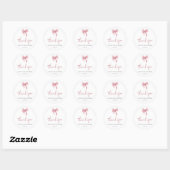 Simple Pink Bow Script Quinceanera Thank You ラウンドシール (シート)