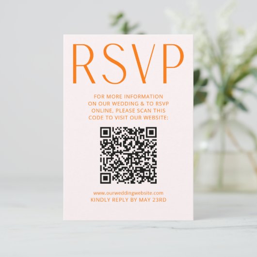 Simple Pink & Bright Orange RSVP Online QR code (スタンド正面)