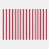 Simple Pink Burgundy Stripes Christmas ラッピングペーパーシート (正面2)