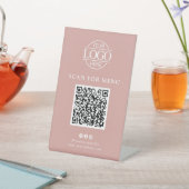 Simple Pink Business Logo Contactles QR Code Menu 台座サイン (インサイチュ)