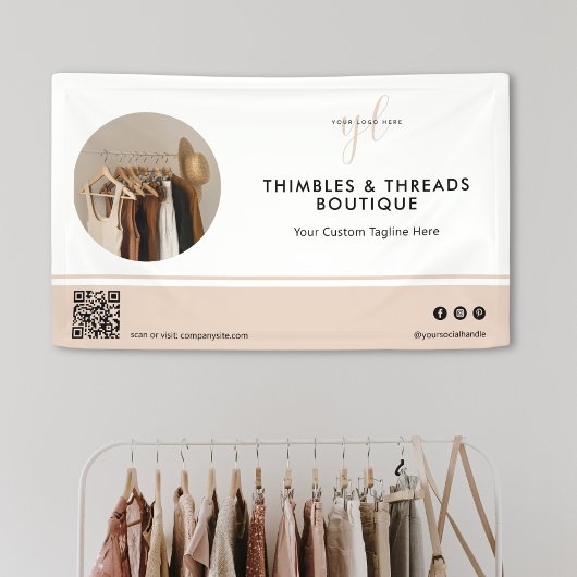 Simple Pink Business Logo Event Marketing QR Photo 横断幕