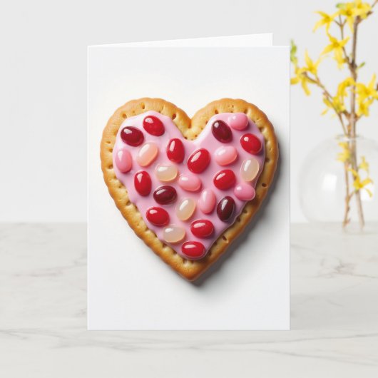 Simple Pink Candy Heart Card カード (黄色い花)