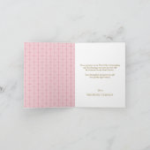 Simple Pink Cross First Holy Communion Folded  サンキューカード (内部)