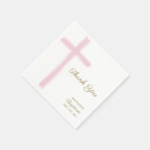 Simple Pink Cross Thank You Baptism  スタンダードカクテルナプキン (角)