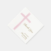 Simple Pink Cross Thank You Christening Baptism  スタンダードカクテルナプキン (角)