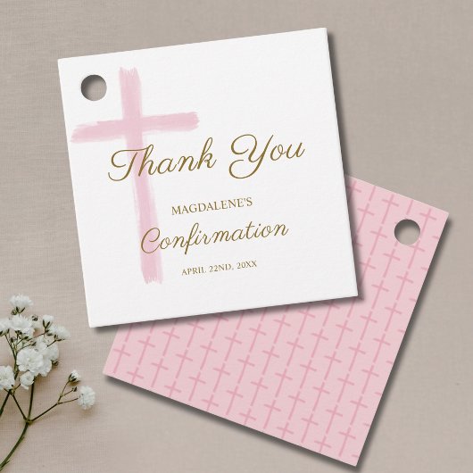 Simple Pink Cross Thank You Confirmation フェイバータグ