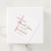 Simple Pink Cross Thank You First Holy Communion フェイバータグ (インサイチュ)