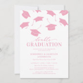 Simple Pink Double Graduation Party Invitations 招待状 (正面)