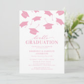 Simple Pink Double Graduation Party Invitations 招待状 (スタンド正面)