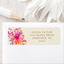 Simple Pink Floral Bridal Shower Return Address ラベル