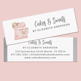 Simple Pink Floral Cake Mixer Bakery スキニー名刺