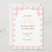 Simple Pink Gingham Baby Shower Invitation 招待状 (正面)