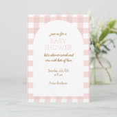 Simple Pink Gingham Baby Shower Invitation 招待状 (スタンド正面)