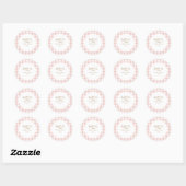 Simple Pink Gingham Baby Shower Sticker ラウンドシール (シート)