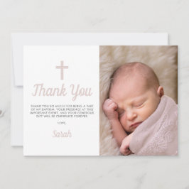 Simple Pink Girl Baptism Christening Photo サンキューカード