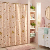 Simple Pink Glitter  シャワーカーテン