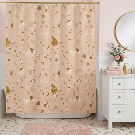Simple Pink Glitter  シャワーカーテン