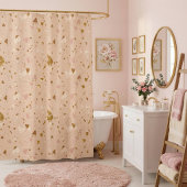 Simple Pink Glitter  シャワーカーテン