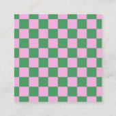Simple Pink Green Checkerboard Your Logo Custom スクエア名刺 (裏面)