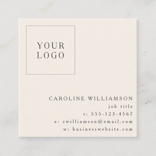 Simple Pink Green Checkerboard Your Logo Custom スクエア名刺 (正面)